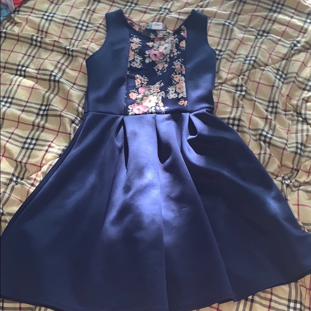 Blue Elegant Flowered Dress